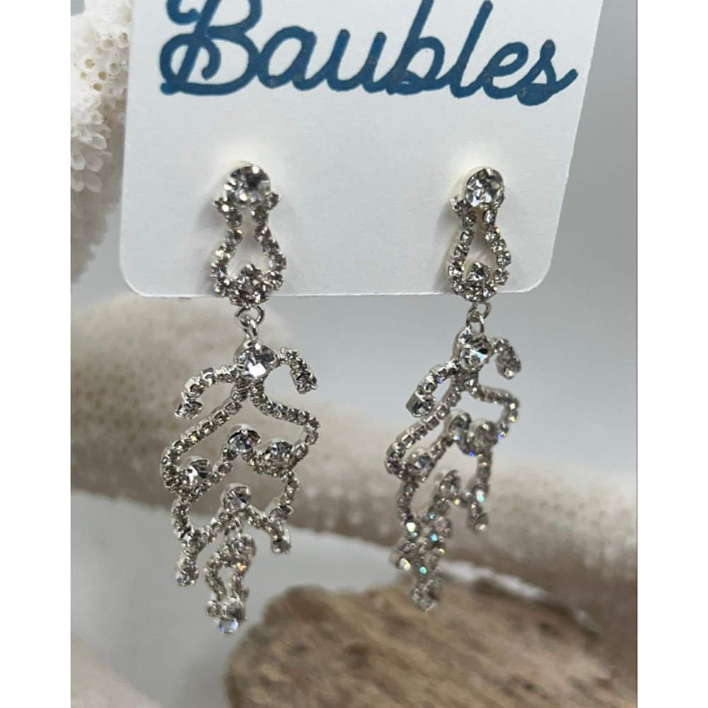 Baubles Scroll Dangle Crystal Earrings